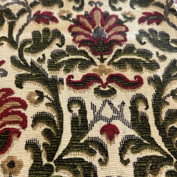 Vintage House 'N Home Fabrics Draperies 2 yds 8” White Green Floral Medium Weigh - Picture 6 of 9